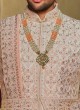 Anarkali Style Wedding Sherwani In Cream Color